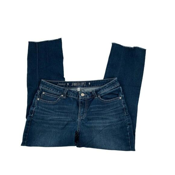 Jennifer Lopez Denim Jeans Womens Size 8 Straight Capris Raw Hem Dark Wash Blue - Picture 5 of 10